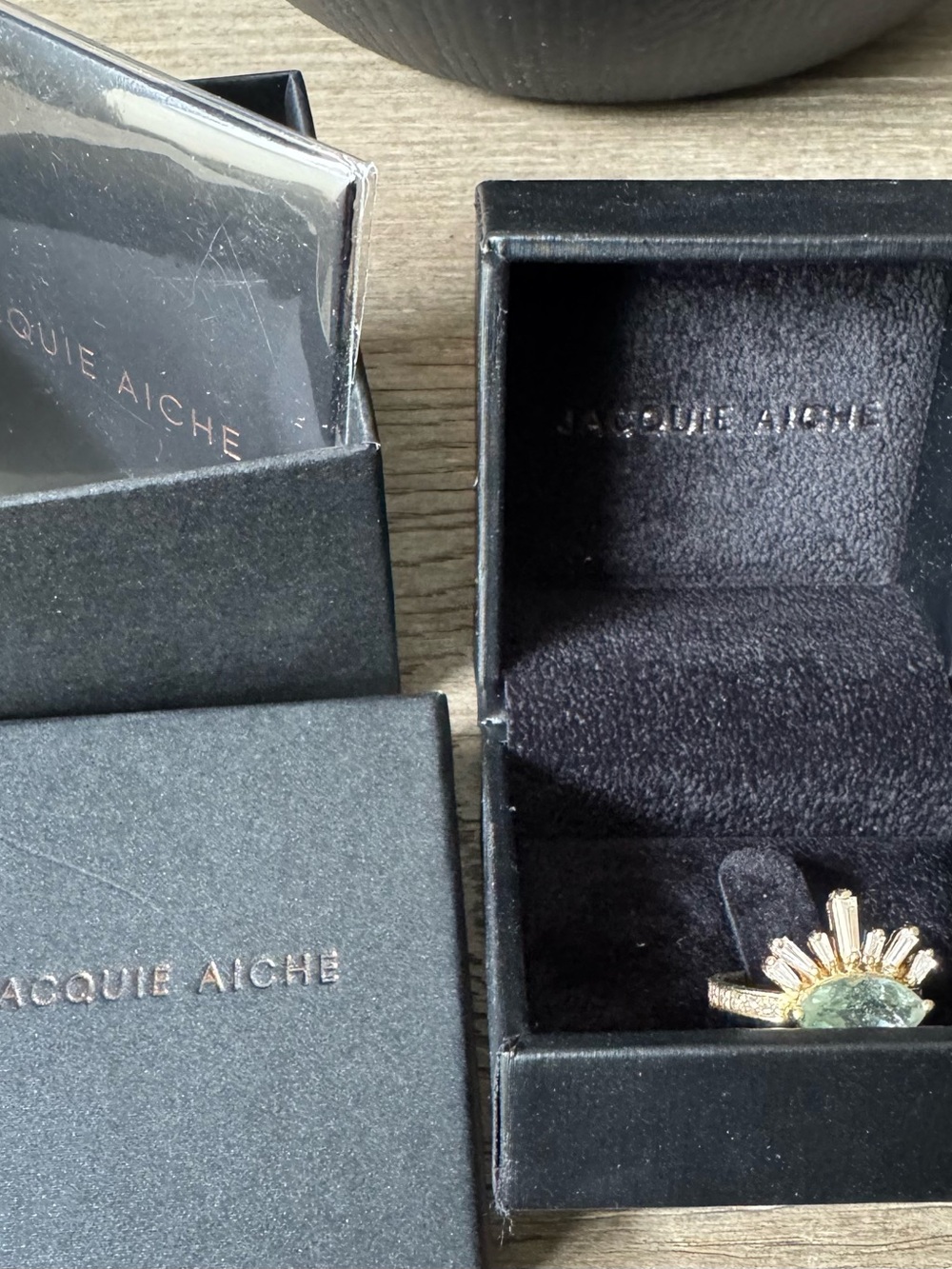 14k Yellow Gold Jacquie Aiche Eyelash Ring Aqua Marquise Tourmaline Diamonds - Picture 3 of 11